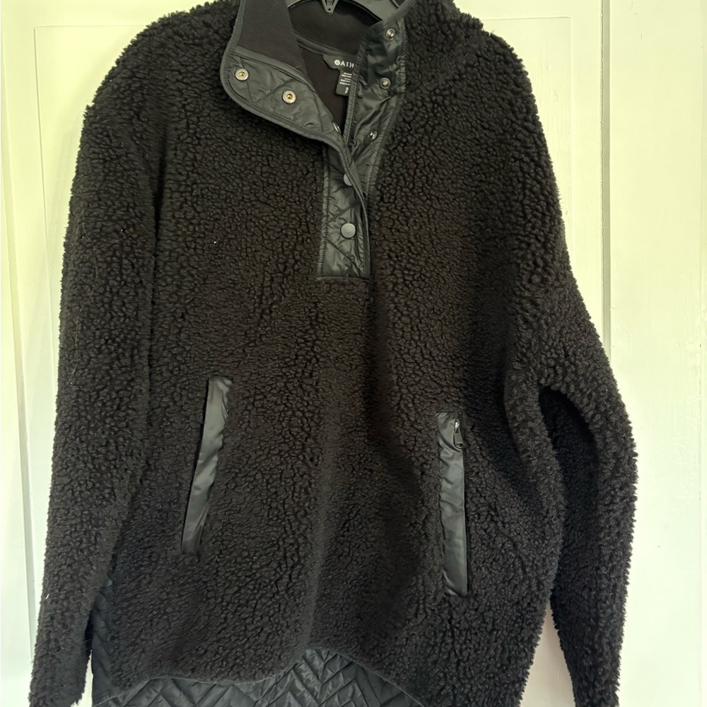 Athleta Black Quilted Sherpa Jacket